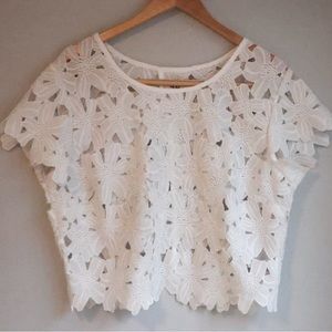 UGG Floral Lace Crop Cutout Top